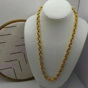 Ann Klein Shiny Gold Tone Link Necklace toggle closure 24"